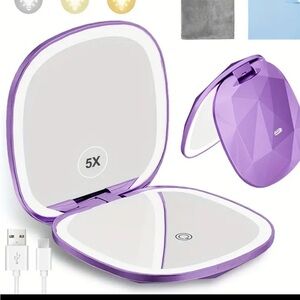 Purple Compact Mirror with LED Light